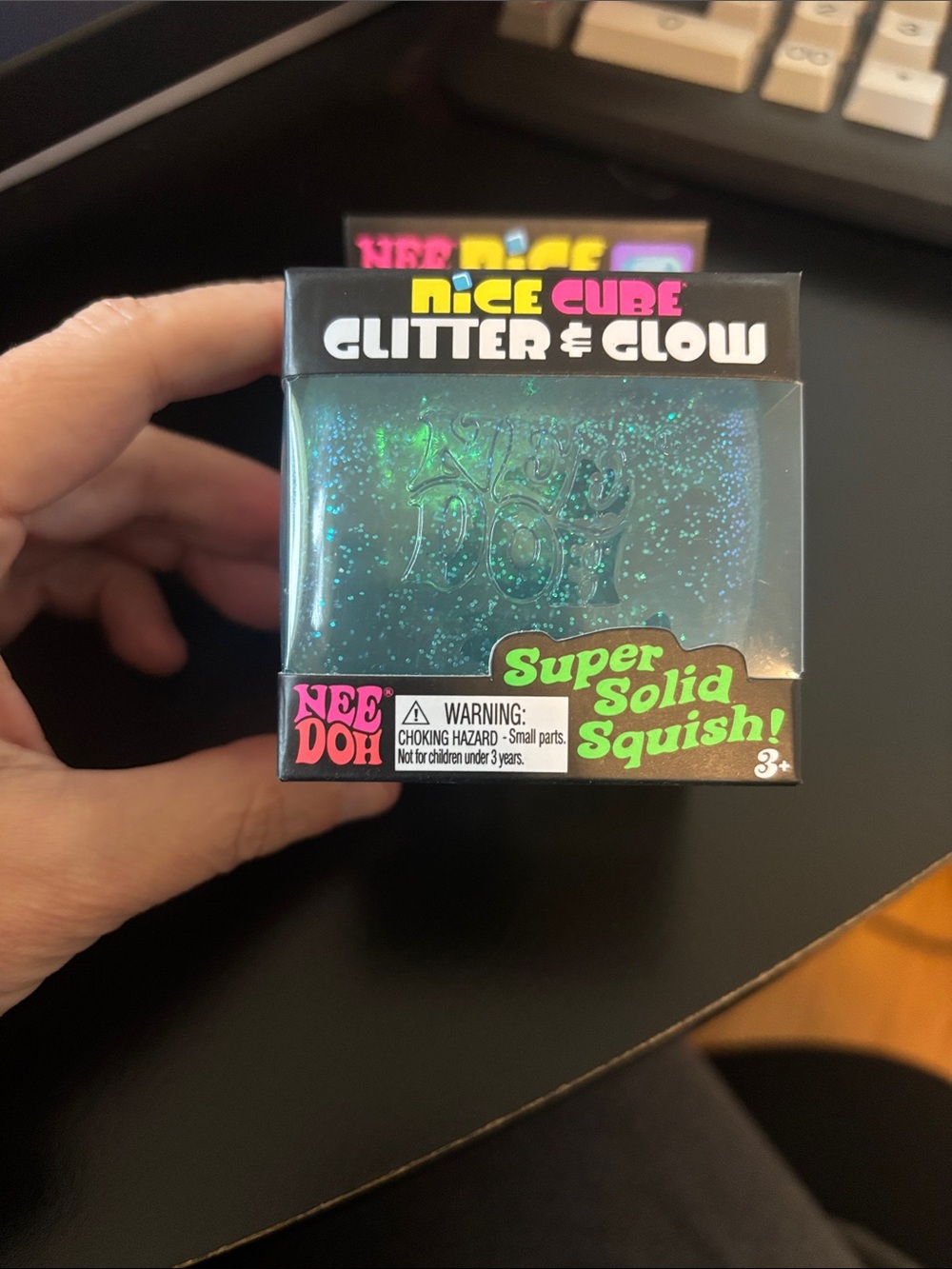 Needoh Nice Cube- Glitter & Glow Nice -Blue